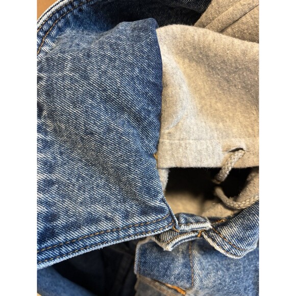 Vintage Canyon Guide Outfitters Jean Denim Trucker Jacket Grey Hood Grunge MED - Picture 13 of 14